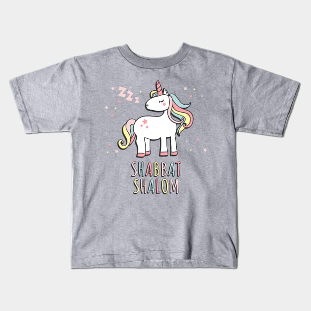 Shabbat Shalom Jewish Unicorn Kids T-Shirt by Flippin' Sweet Gear